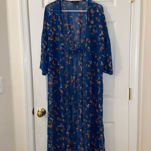 half sleeve long kimono robe